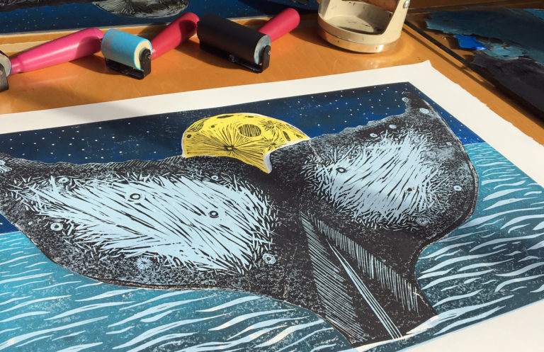 Moon whale artistic process